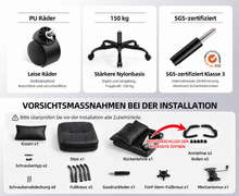 Lade das Bild in den Galerie-Viewer, CRELIV Bürostuhl ergonomisch, Lendenkissen, 125° Wippfunktion, höhenverstellbar, 360° drehbar