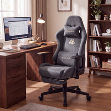 Lade das Bild in den Galerie-Viewer, Ergonomischer XXL-Gaming-Stuhl aus schwarzem Samt mit Massagefunktion und Fußstütze