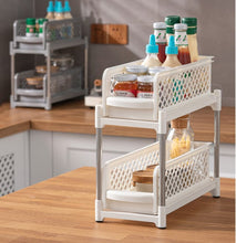 Lade das Bild in den Galerie-Viewer, CRELIV Aufbewahrungskorb, Schubladenregal, Schubladen Push-Pull-Regale mit 2 Körben für Badezimmer & Küche Aufbewahrung