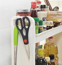 Lade das Bild in den Galerie-Viewer, CRELIV Regal für KÜCHE oder BADEZIMMER, Regalwagen mit 3 Etagen und 4 Haken, platzsparend Ordnungswagen