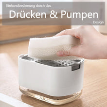 Lade das Bild in den Galerie-Viewer, CRELIV Spülmittelspender für Küche Aufbewahrung, 2-in-1 Dosierspender mit Schwammhalter (1-tlg), Einhand-Bedienung durch das ''DRÜCKEN & PUMPEN'' Design