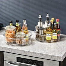 Lade das Bild in den Galerie-Viewer, CRELIV Gewürzregal Drehbar, 30cm bis zu 4 Fächer Unterteilt, Organizer für Küche Aufbewahrung