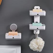 Lade das Bild in den Galerie-Viewer, CRELIV Seifenschale (Doppelschicht) für BADEZIMMER oder KÜCHE, mit Schubladen-Tropfschale, Wasser fällt in der Unterplatte, OHNE Bohren Seifenablage mit Hacke, OHNE Bohren