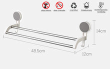Lade das Bild in den Galerie-Viewer, CRELIV Handtuchhalter für BADEZIMMER oder KÜCHE, Doppelhandtuchhalter mit 2 Haken, 2 Edelstahl Stange von 48,5cm, OHNE Bohren