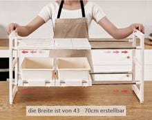 Lade das Bild in den Galerie-Viewer, CRELIV Küchenregal mit 2 Körben (ausziehbar, Höhenverstellung) für KÜCHE, Multifunktionales Küche Aufbewahrungsregal, Höhe und Breite nach Wunsch verstellbar, ideal für Unter des Spülbeckens