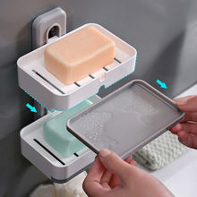 Lade das Bild in den Galerie-Viewer, CRELIV Seifenschale (Doppelschicht) für BADEZIMMER oder KÜCHE, mit Schubladen-Tropfschale, Wasser fällt in der Unterplatte, OHNE Bohren Seifenablage mit Hacke, OHNE Bohren