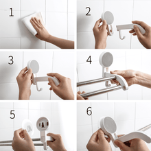 Lade das Bild in den Galerie-Viewer, CRELIV Handtuchhalter für BADEZIMMER oder KÜCHE, Doppelhandtuchhalter mit 2 Haken, 2 Edelstahl Stange von 48,5cm, OHNE Bohren