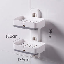 Lade das Bild in den Galerie-Viewer, CRELIV Seifenschale (Doppelschicht) für BADEZIMMER oder KÜCHE, mit Schubladen-Tropfschale, Wasser fällt in der Unterplatte, OHNE Bohren Seifenablage mit Hacke, OHNE Bohren