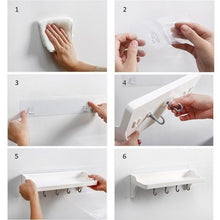 Lade das Bild in den Galerie-Viewer, CRELIV Duschablage mit 4 Haken für BADEZIMMER oder KÜCHE, Schnelle Montage. OHNE Bohren