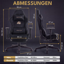 Lade das Bild in den Galerie-Viewer, Ergonomischer XXL-Gaming-Stuhl aus schwarzem Samt mit Massagefunktion und Fußstütze
