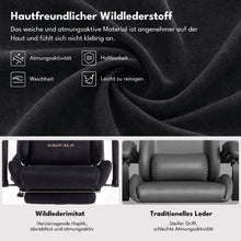 Lade das Bild in den Galerie-Viewer, Ergonomischer XXL-Gaming-Stuhl aus schwarzem Samt mit Massagefunktion und Fußstütze
