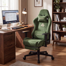 Lade das Bild in den Galerie-Viewer, Ergonomischer XXL-Gaming-Stuhl aus schwarzem Samt mit Massagefunktion und Fußstütze
