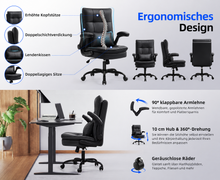 Lade das Bild in den Galerie-Viewer, CRELIV Bürostuhl ergonomisch, Lendenkissen, 125° Wippfunktion, höhenverstellbar, 360° drehbar
