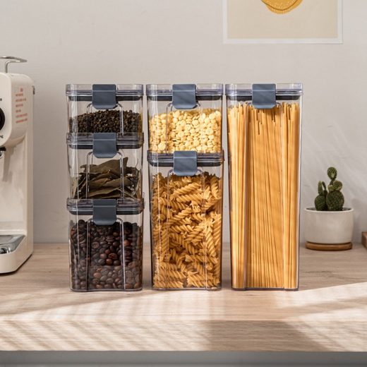 aufbewahrung mit deckel küche CRELIV Vorratsdose 6 Stück für KÜCHE, Aufbewahrungsbox aus Plastik mit –  CreLiv