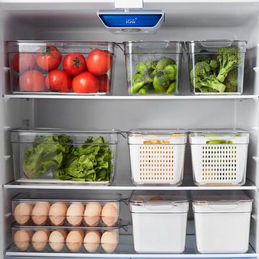 aufbewahrung für kühlschrank CRELIV Korbeinsatz Kühlschrank Organizer mit Deckel für Küche Aufbewah –  CreLiv