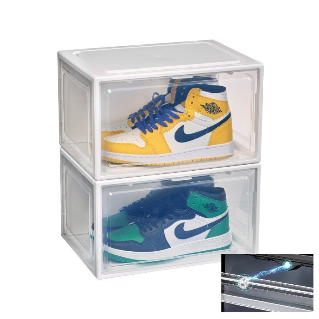 CRELIV Schuhbox (ab 2 Stück), hochwertige Schuhkiste, Schuhaufbewahrung als idealer Ersatz von Schuhschrank, Stapelbox mit magnetischer Seitenöffnung für Garderobe, für Schuhe bis Größe 48